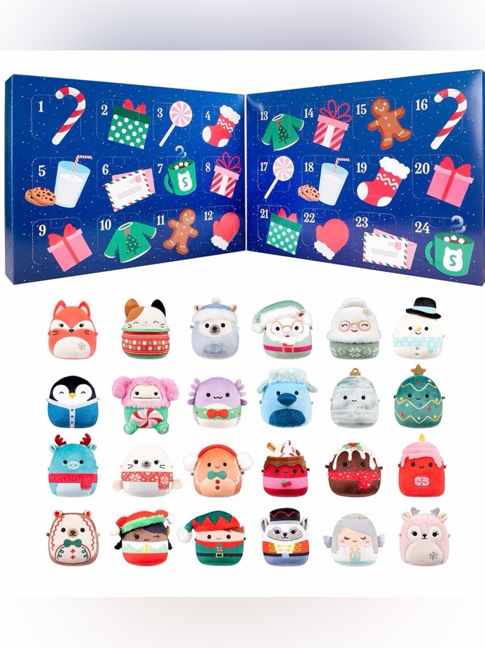 Squishmallow Holiday Plush Advent Calendar with 24 Mini Holiday Characters